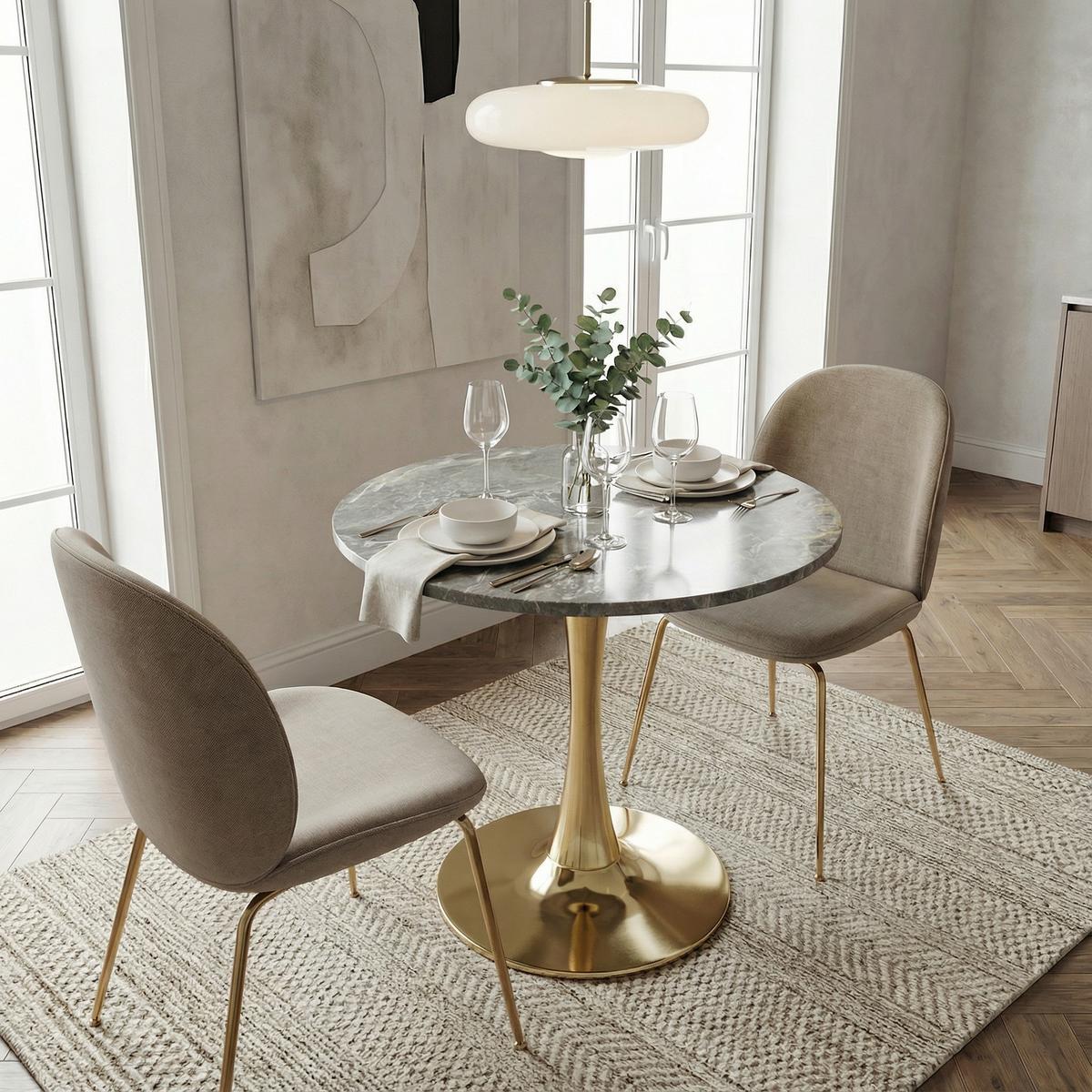 ESSTISCH Ø 70 cm Runder Marmor-Optik - Grau, Keramik (70/70/72cm) - Urban Meuble
