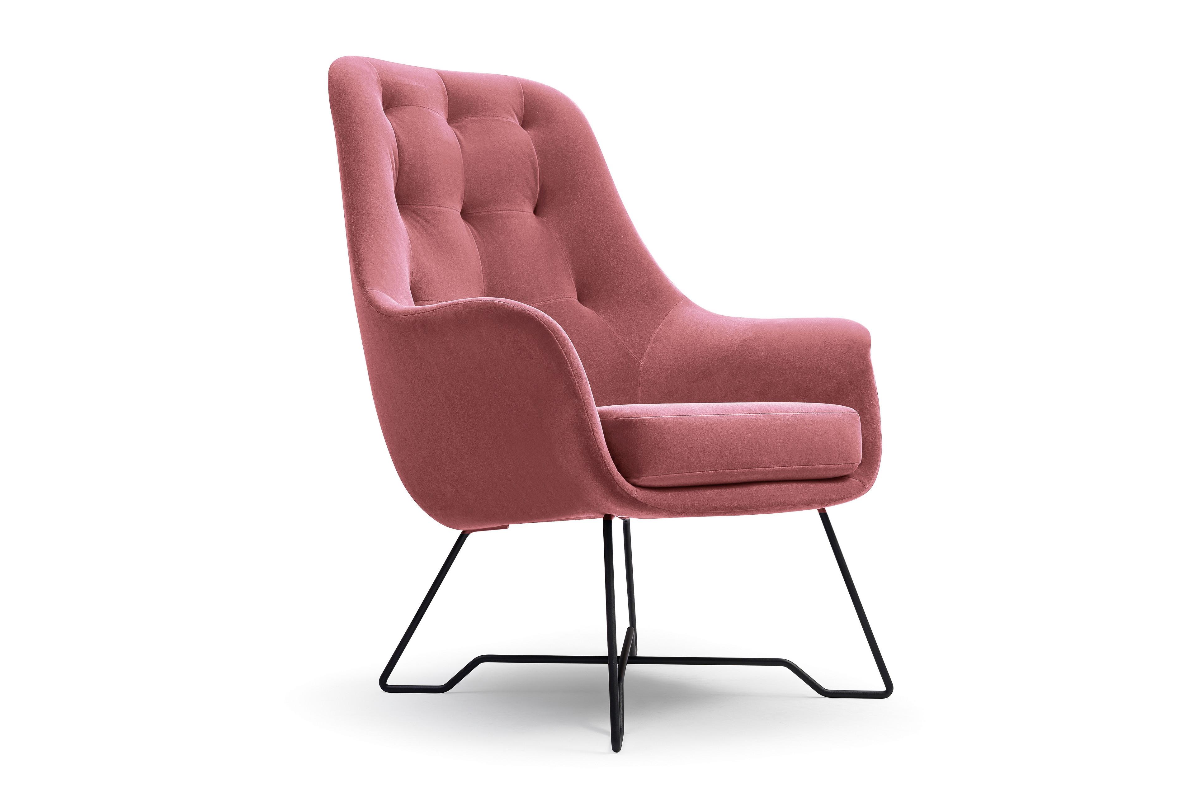 SESSEL SEDUTA, Modern Polstersessel Loungesessel, Velours-Stoff Rosa - Rosa, Holz/Metall (72.5/101.5/83cm) - MASSENO