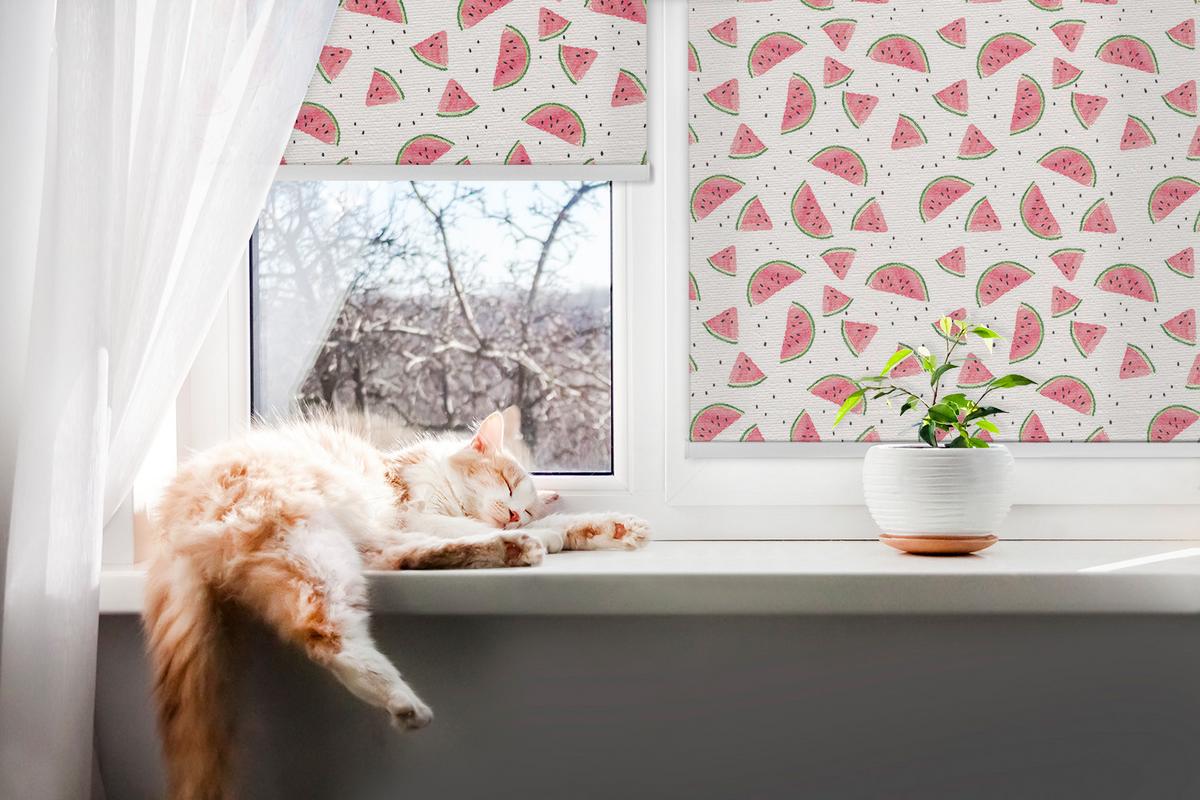 INNENROLLO - Fensterrollo - Rollo - 100x140 cm - Wassermelonen - Pink, Kunststoff (100/140/0.5cm) - TULUP