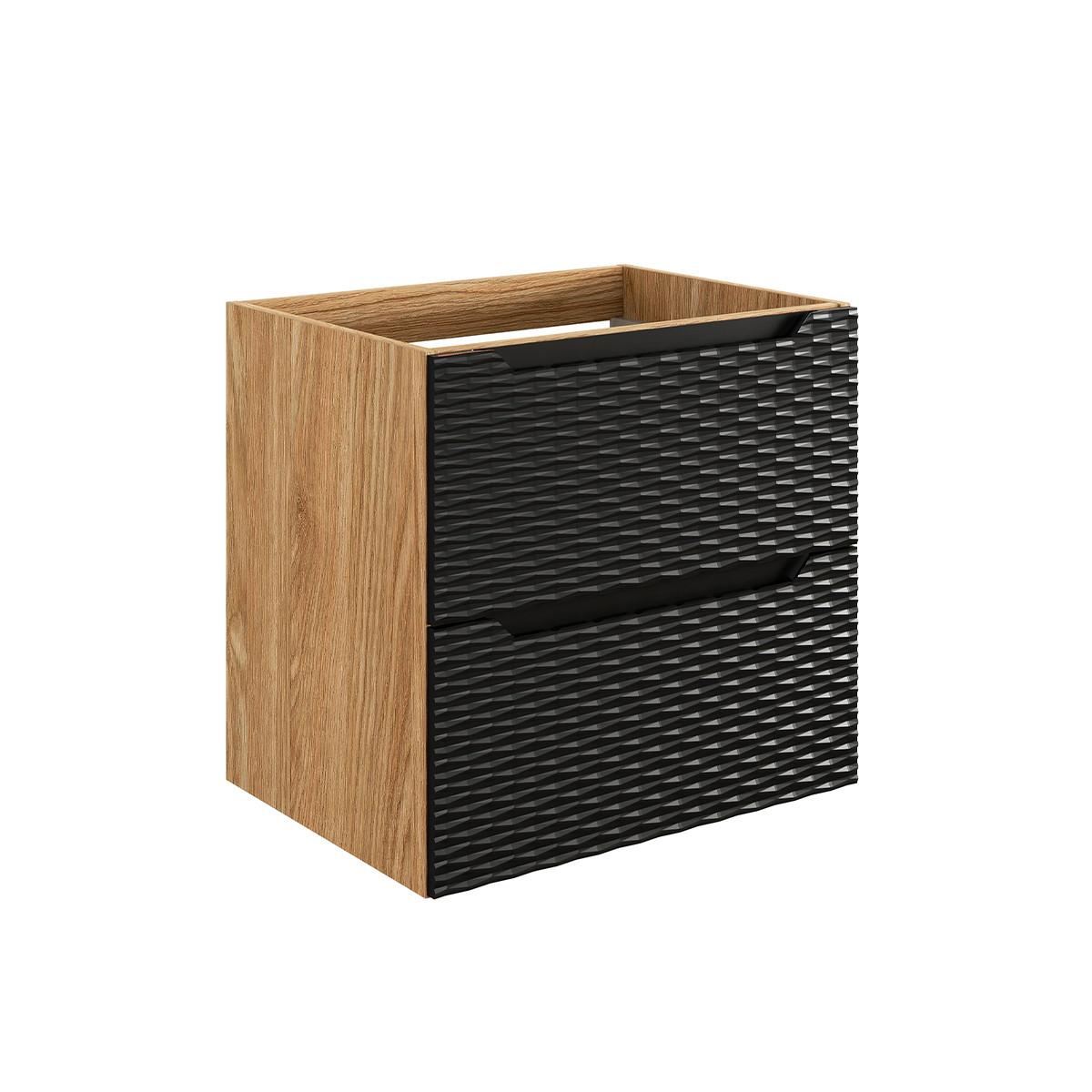 WASCHTISCHUNTERSCHRANK 60cm Elora Schwarz und Holz - Schwarz, Holzwerkstoff (60/57/46cm) - Petits-meubles