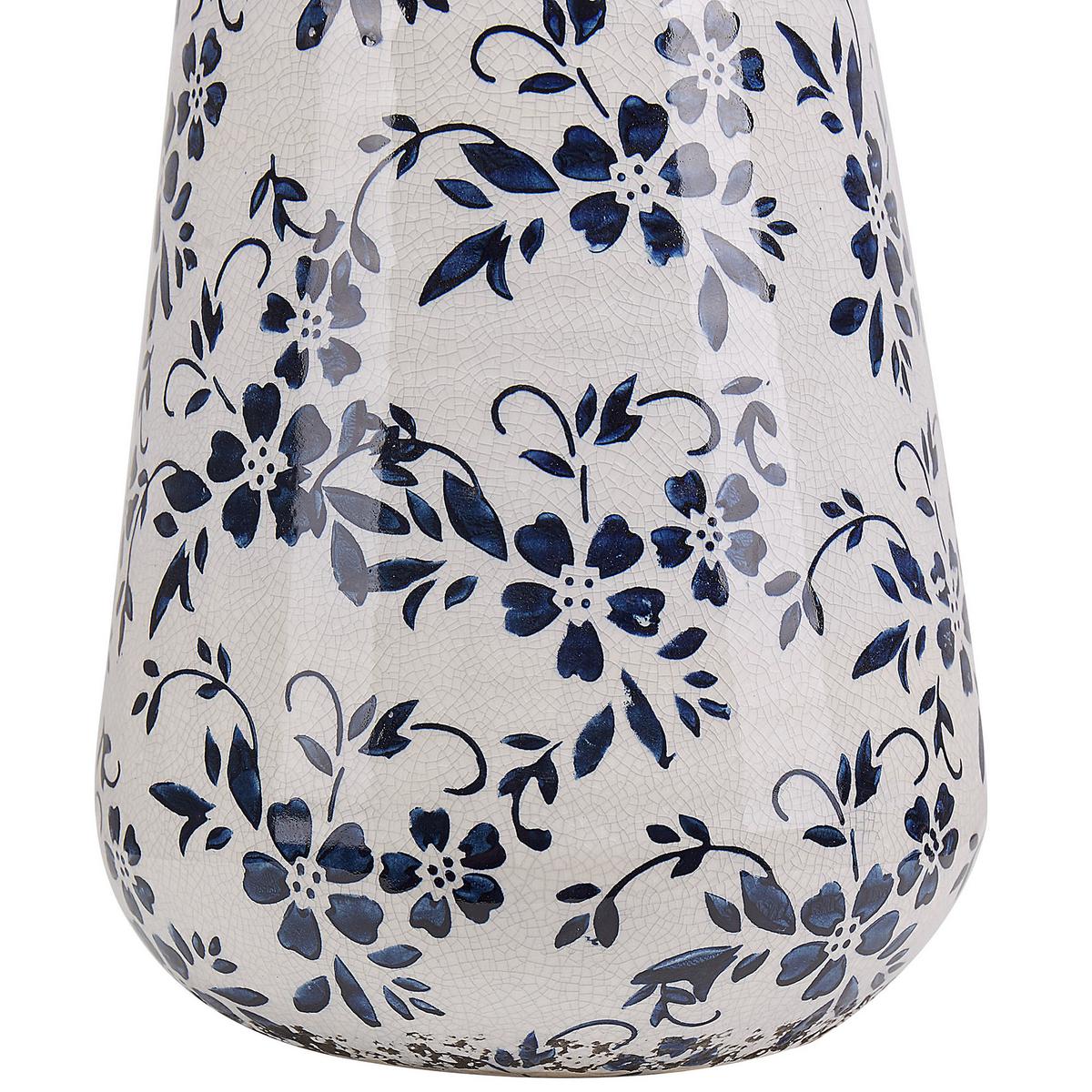 BLUMENVASE Steinzeug weiß Maroneia - Weiß, Stein (20cm) - Beliani