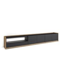 LOWBOARD, Schwarz und Eiche, 310/37/50cm, mit Led - Schwarz, Holzwerkstoff (310/50/37cm) - Skraut Home