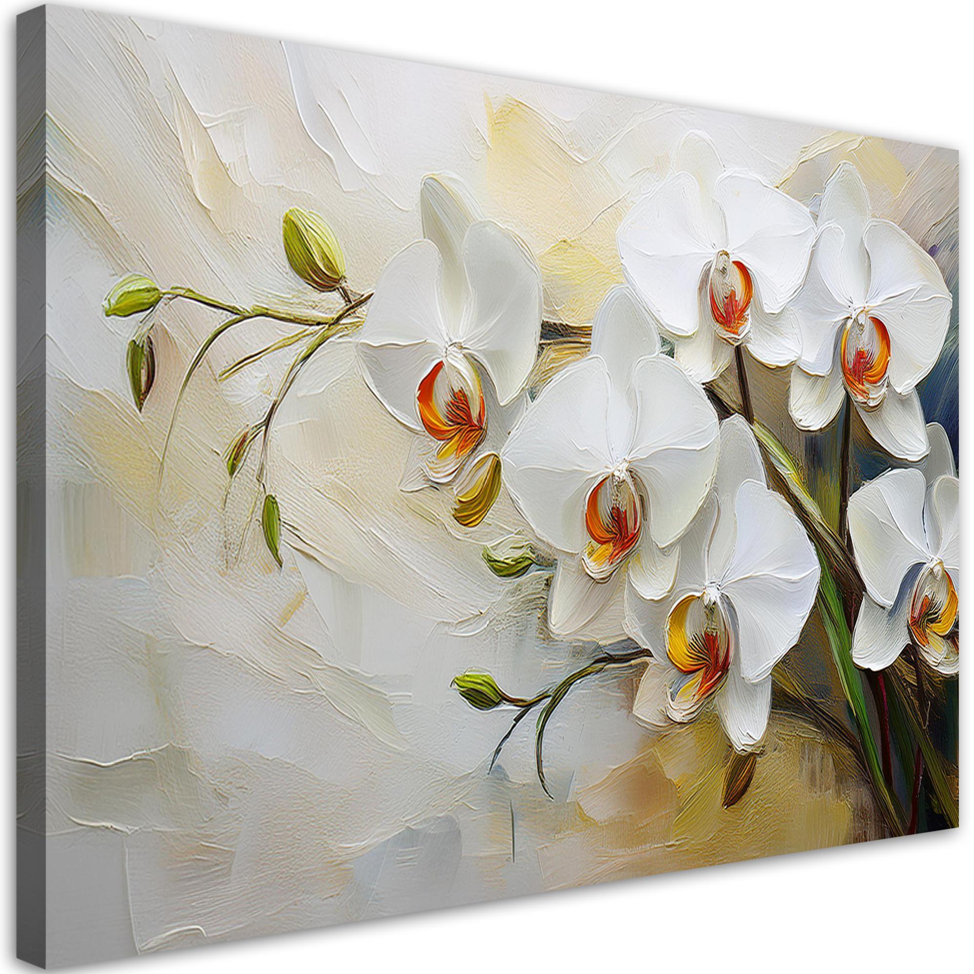 WANDBILD weiß gemalte blumen - Weiß, Textil (60/40cm) - Feeby