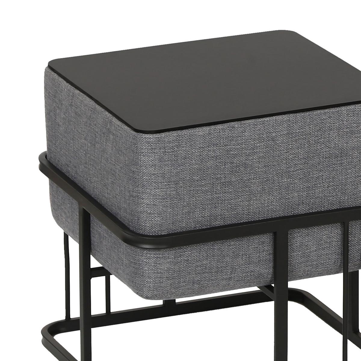 HOCKER-SET 2-TLG. Tas - Dunkelgrau/Schwarz, Holzwerkstoff/Textil (38/38/38cm) - [en.casa]
