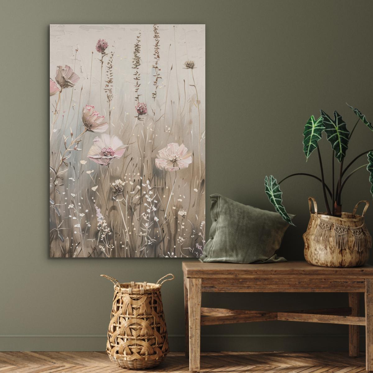 AKUSTIKBILD Blumen - Rosa - Modern - Beige Wanddeko 70x100 cm - Beige, Kunststoff (70/100/0.9cm) - MuchoWow