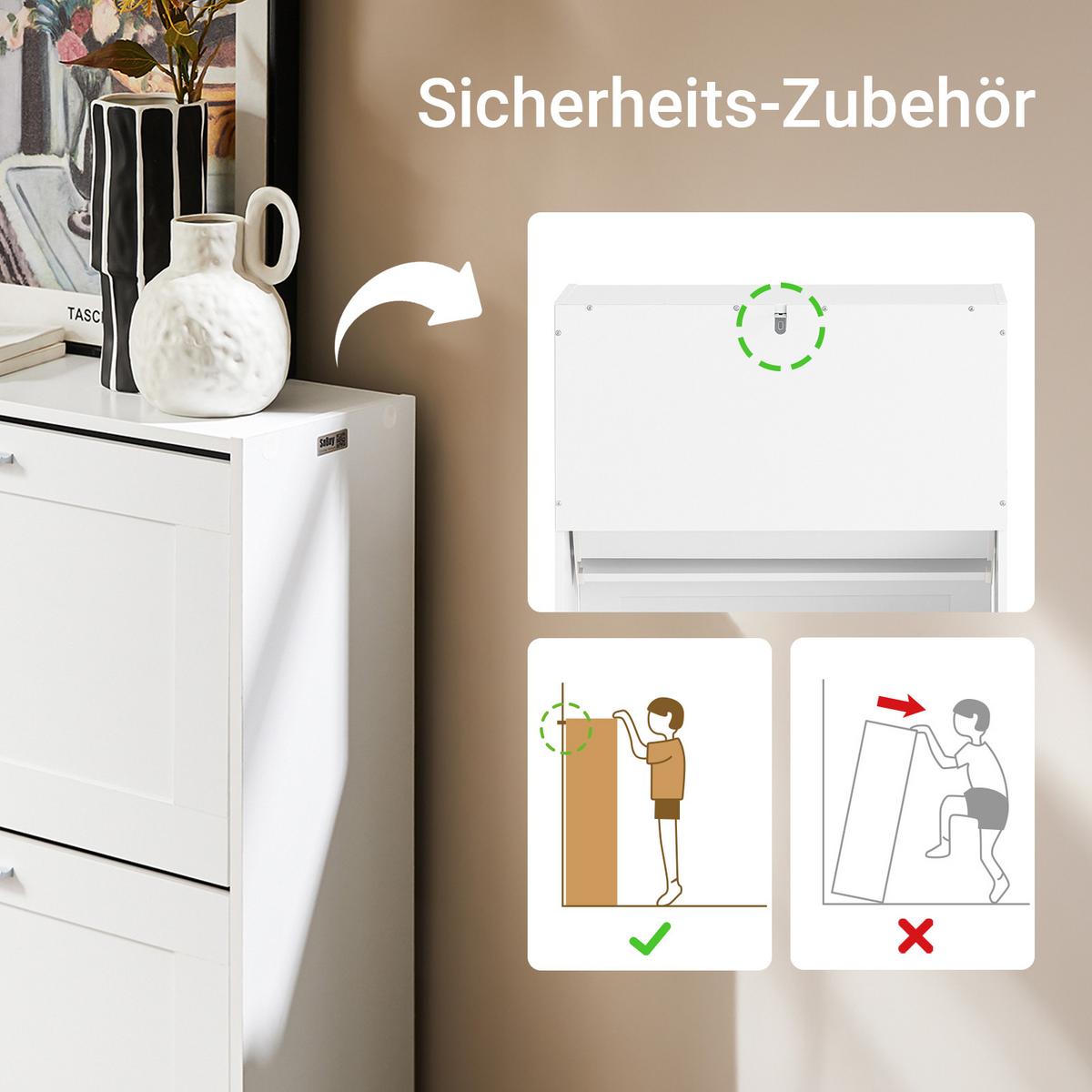 SCHUHSCHRANK Weiß - Weiß, Holzwerkstoff (60/80/25cm) - SoBuy