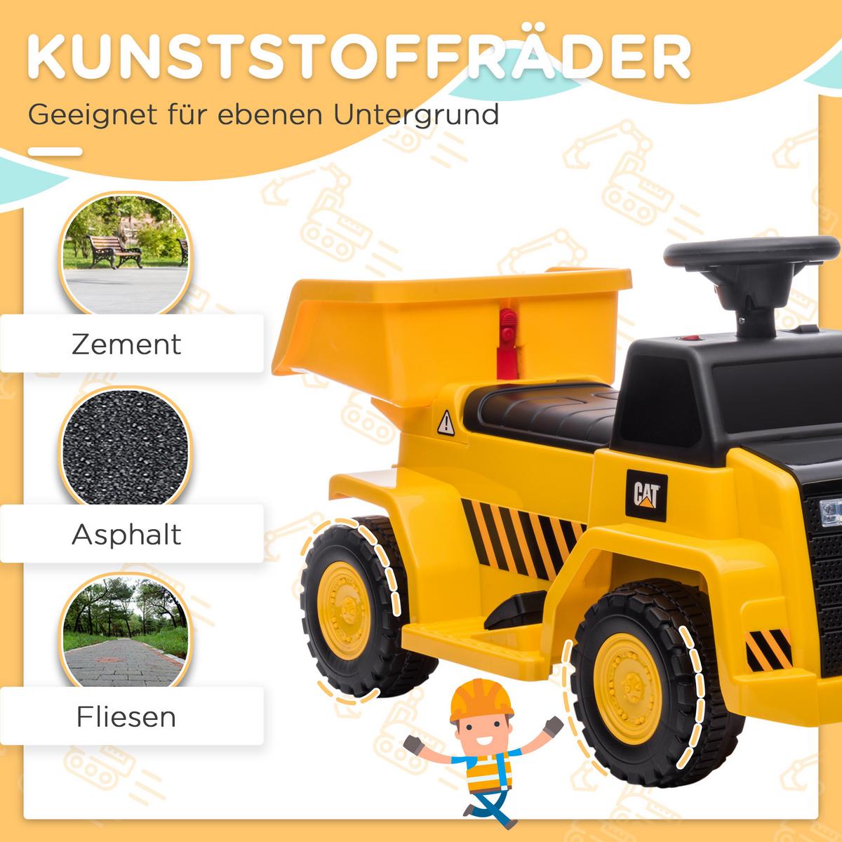 ELEKTRO Kindertraktor, Spielfahrzeug mit Scheinwerfer, Hupe für Kinder 1,5 bis 3 - Gelb, Metall (74.5/36/43.5cm) - HOMCOM