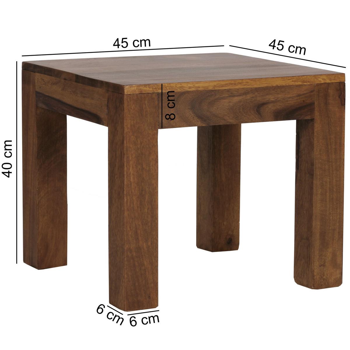 BEISTELLTISCH Massivholz Landhausstil Design MUMBAI, Dunkelbraun 45x45x40 cm - Braun, Holz (45/45/40cm) - KADIMA DESIGN
