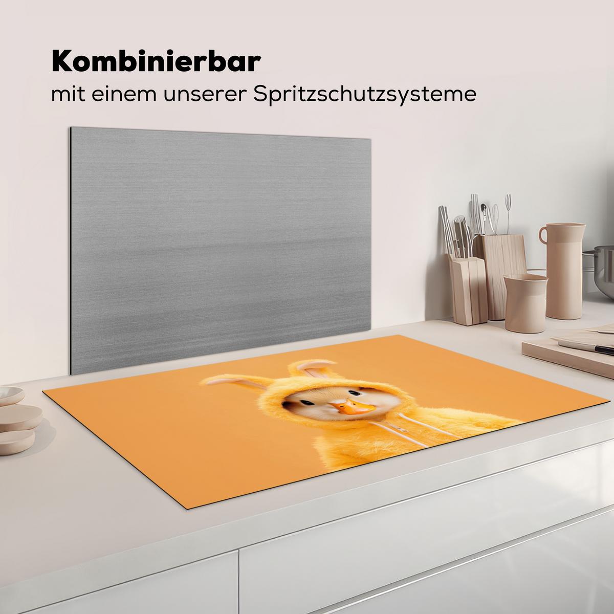 HERDABDECKPLATTE Osterhase - Kostüm - Ente Induktionsschutz 91.6x52.7 cm - Gelb, Kunststoff (91.6/52.7/0.2cm) - MuchoWow
