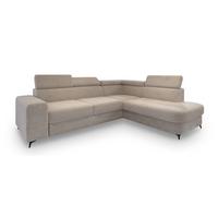 ECKSOFA ALVORO R-S Beige Boucle-Stoff mit Schlaffunktion - Beige, Holz (253/190cm) - MASSENO