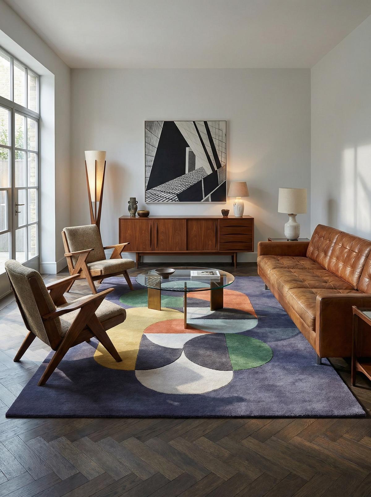 WOLLTEPPICH handgewebt HULL-Beverley, geometrisch, Dunkelblau, 120 x 170 cm - Multicolor, Textil (170/120cm) - KADIMA DESIGN