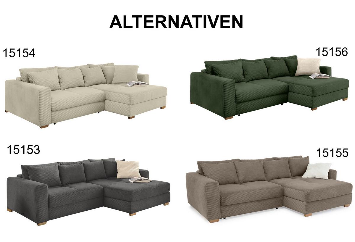 ECKSOFA-DAUERSCHLÄFER Federkern Bettkasten, seitenverkehrt montierbar B288/T186/H86 cm, Liegefl. 153x245 cm, Cord Braun Taupe / 15155 - Eichefarben/Braun, Holz/Textil (288/186cm) - luma-home