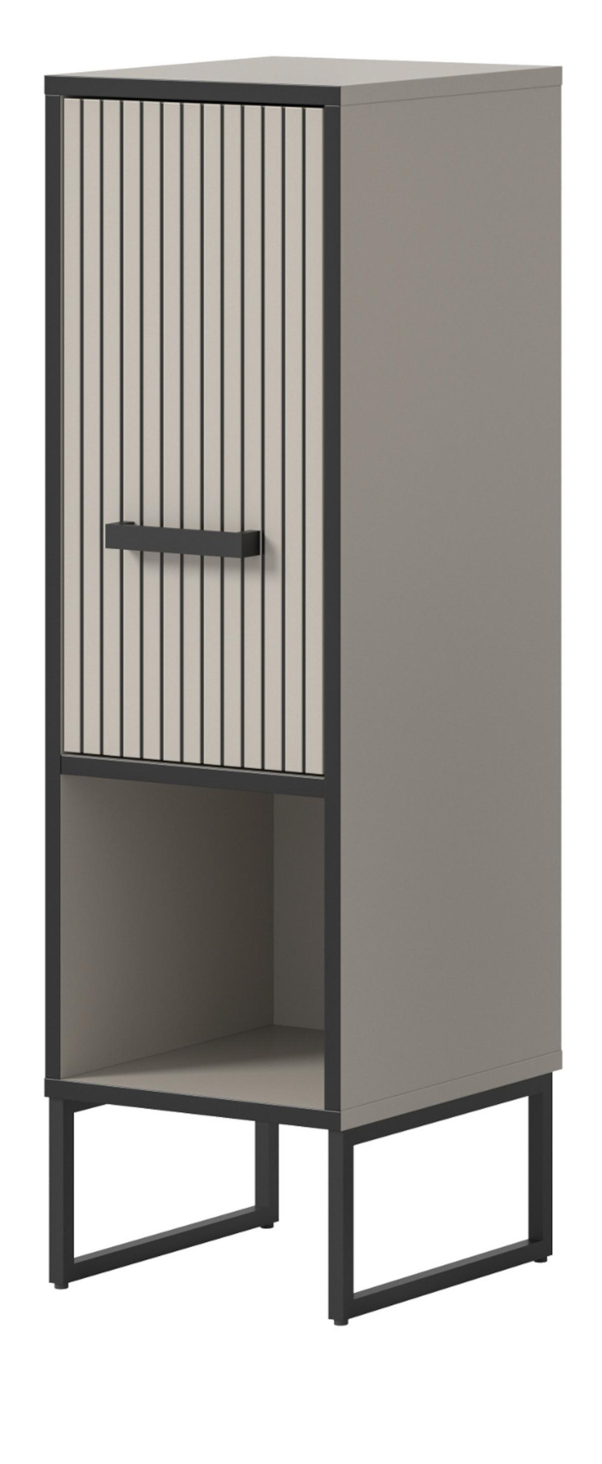 KOMMODE schwarz, sand 30 cm, Badschrank mit Soft-Close - Sandfarben/Schwarz, Holzwerkstoff/Metall (30/101/32cm) - Inn.Furn