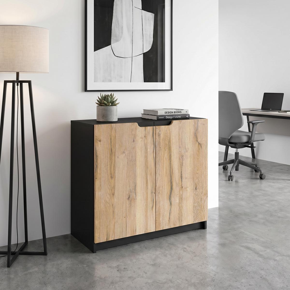 KOMMODE Logan Fronten in Eiche Natur - Eichefarben, Holzwerkstoff (82/78/37cm) - Vladon