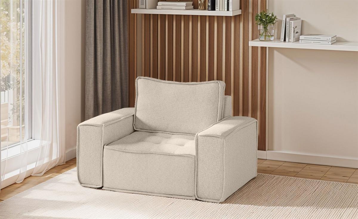 SOFASET Sande 3-2-1 Stoff Alpine - Beige, Holzwerkstoff/Textil (292/85/90cm) - Fun Möbel
