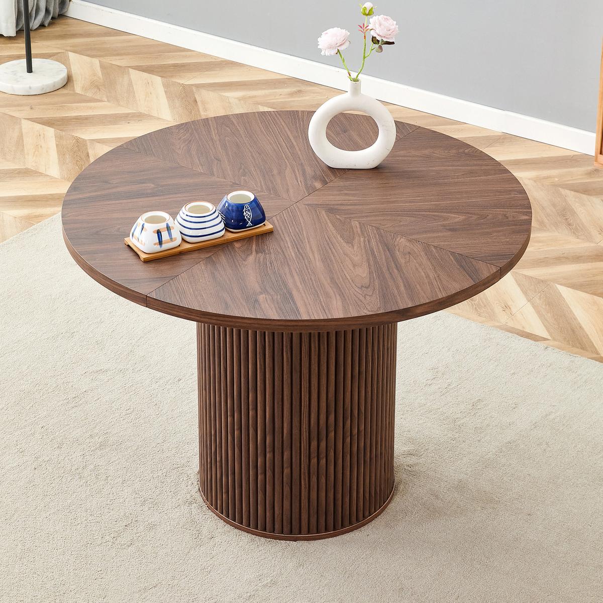 ESSTISCH rund walnuss optik säulenfuß 100cm - Walnussfarben, Holzwerkstoff (100/100/78cm) - Urban Meuble