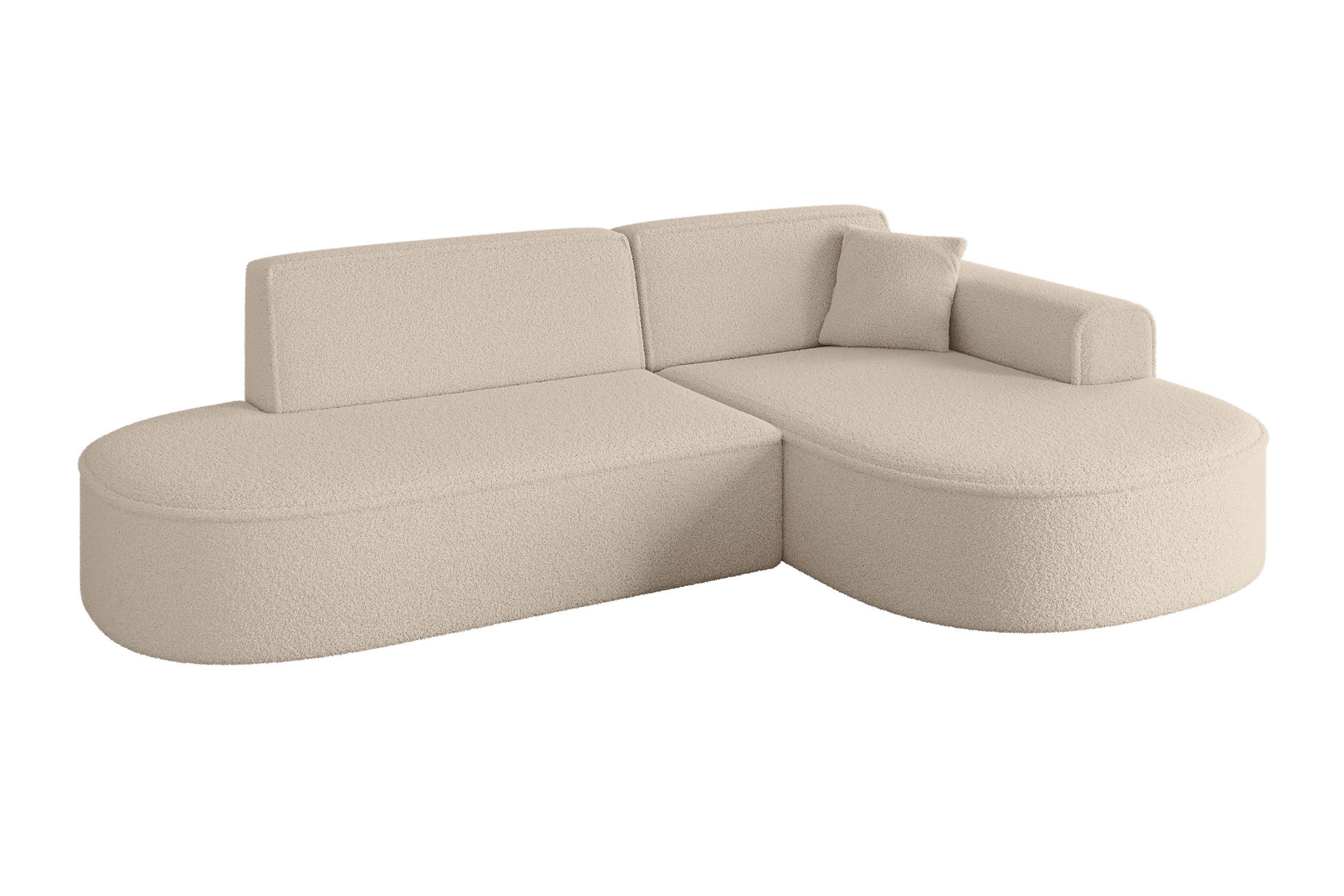 ECKSOFA Ottomane Rechts MARI-L1 - 243x171x79 cm Dunkelbeige Bouclé - Hellbraun/Schwarz, Holzwerkstoff/Kunststoff (171/243cm) - ALTDECOR