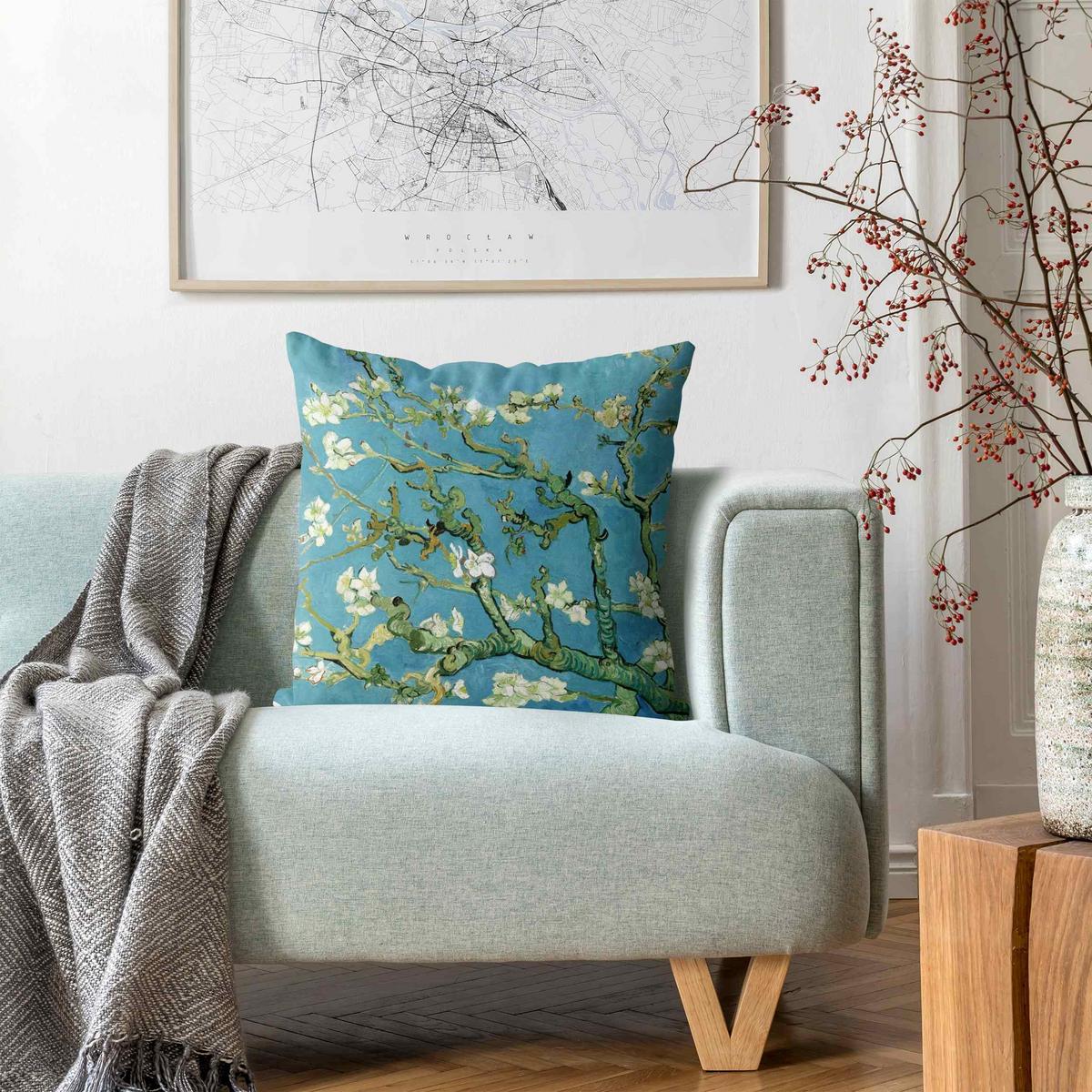 DEKOKISSEN Vincent van Gogh - Mandelblüte 50/50 cm - Blau, Textil (50/50/10cm) - Bilderwelten