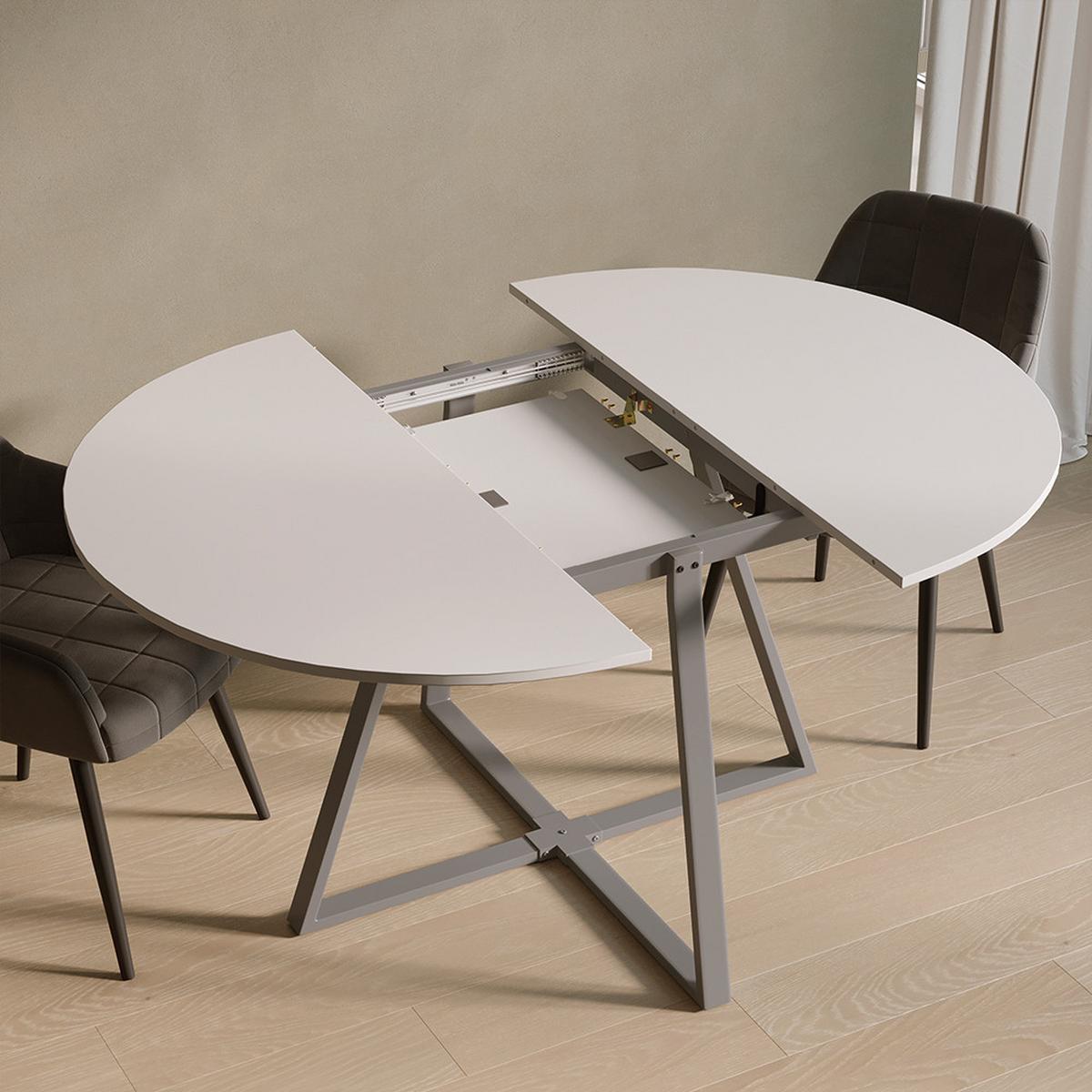 ESSTISCH Firenze Weiß/Grau 120 x 120 cm ausziehbar - Weiß/Grau, Holzwerkstoff (120/120/75.8cm) - Livinity®