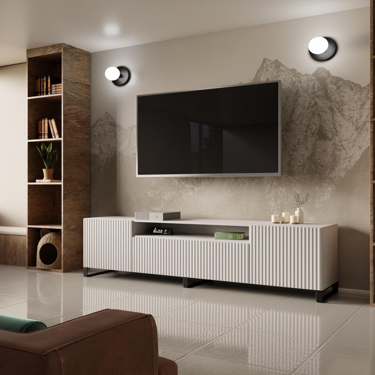 LOWBOARD VAREN 200/41/40 cm, Stand-TV-Schrank Weiß - Weiß, Holzwerkstoff (200/41/40cm) - MASSENO