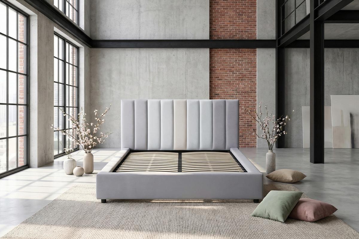 POLSTERBETT CATTURA Grau Velvet - Grau, Textil (160/200cm) - KAWOLA