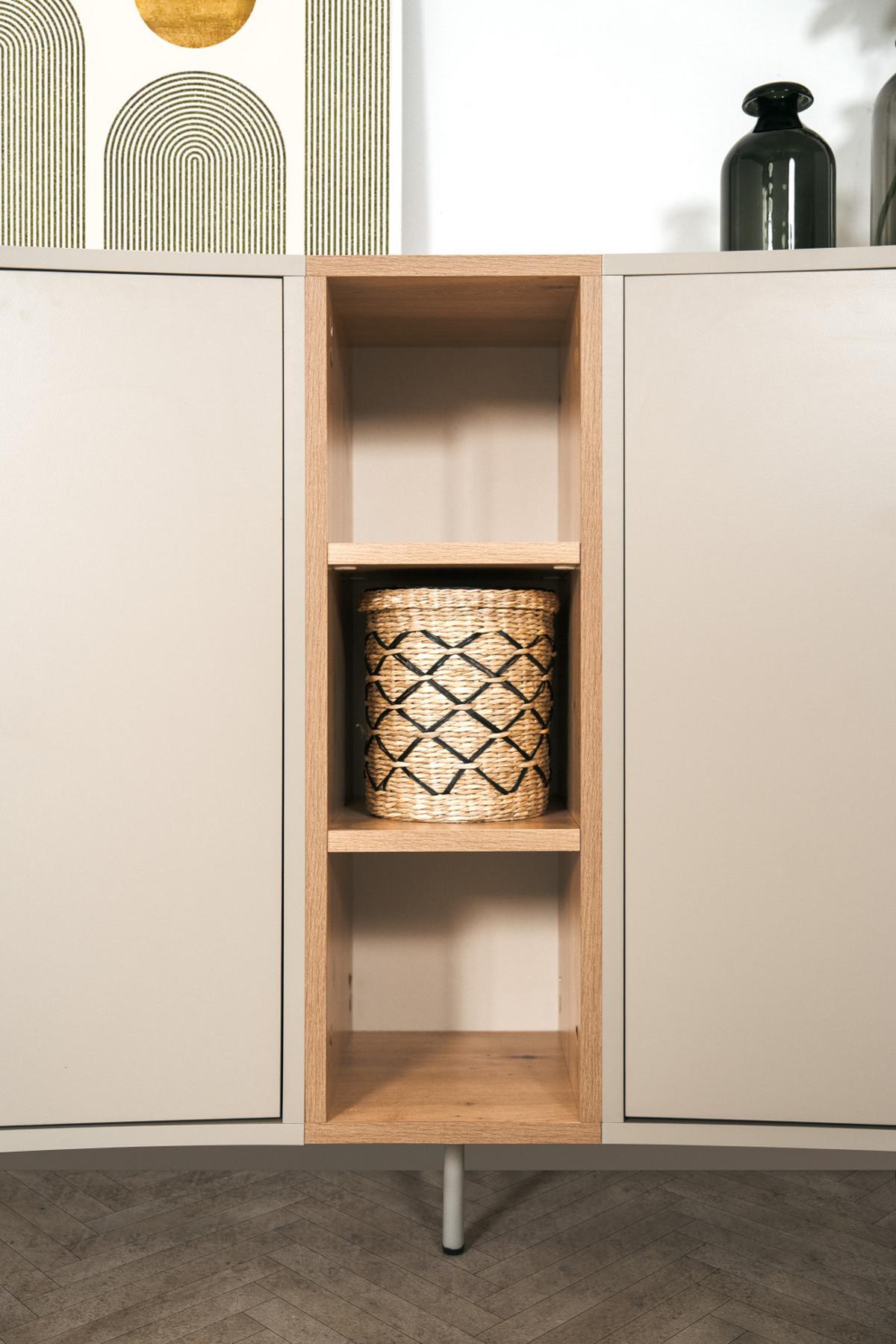 SIDEBOARD Kaschmir, Eiche Artisan 135 cm, Kommode mit Push-to-Open - Kaschmir/Eiche Artisan, Holzwerkstoff (135/90/37.5cm) - Furn.Design