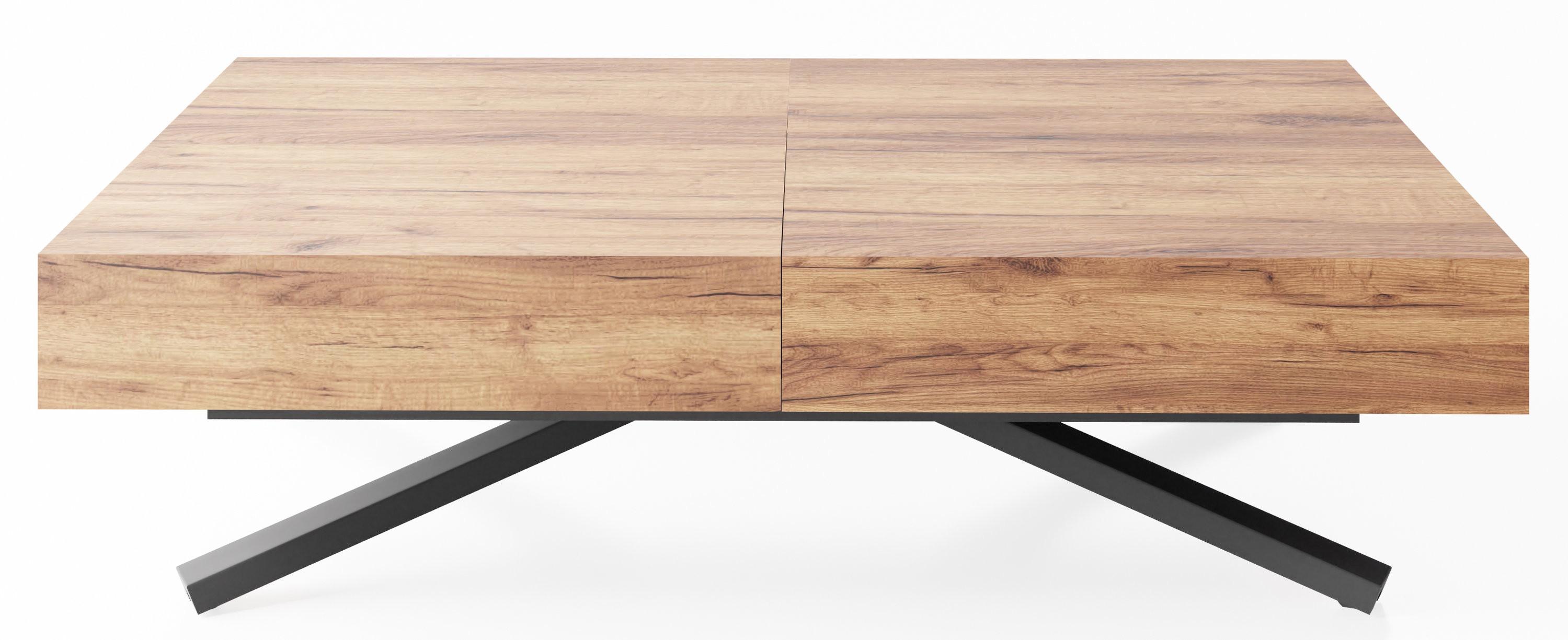 COUCHTISCH Cavetta X höhenverstellbar ausziehbar, Craft Eiche 120-200/80/27-76 cm - Eiche Wotan/Schwarz, Holzwerkstoff/Metall (80/200/76cm) - WFL GROUP