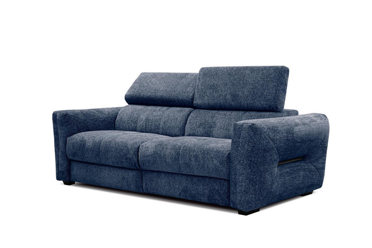 SOFA CALVERA 3-Sitzer mit 1 Relaxfunktion, dunkelblau - Dunkelblau, Holzwerkstoff/Textil (204/79/106cm) - Wozimo
