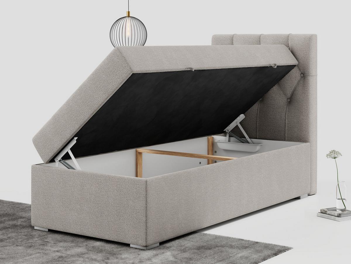 BOXBETT ALDA 90/200 Beige Struktur - H4 - Rechts Seite - Beige, Holz/Textil (90/200cm) - MKS