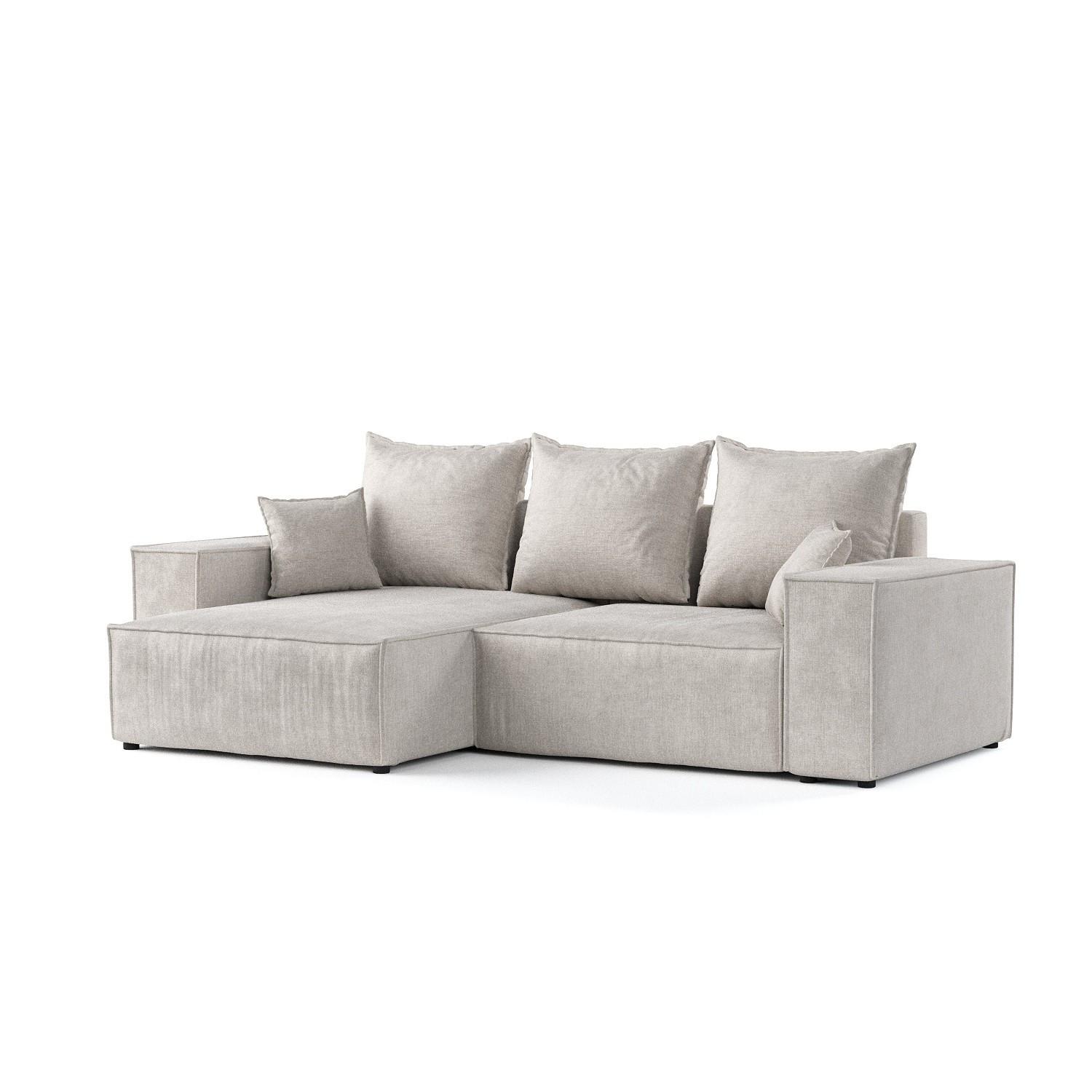 ECKSOFA SENSO mit Schlaffunktion Hellbeige im Wind Stoff - Beige/Schwarz, Holz/Holzwerkstoff (255/148cm) - AltaBeds
