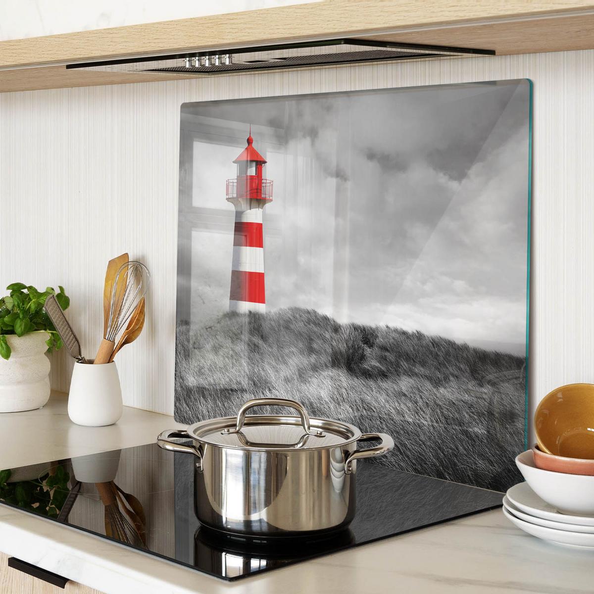 GLASPLATTE 60x52 cm Leuchtturm - Rot, Glas (60/0.4/52cm) - TULUP