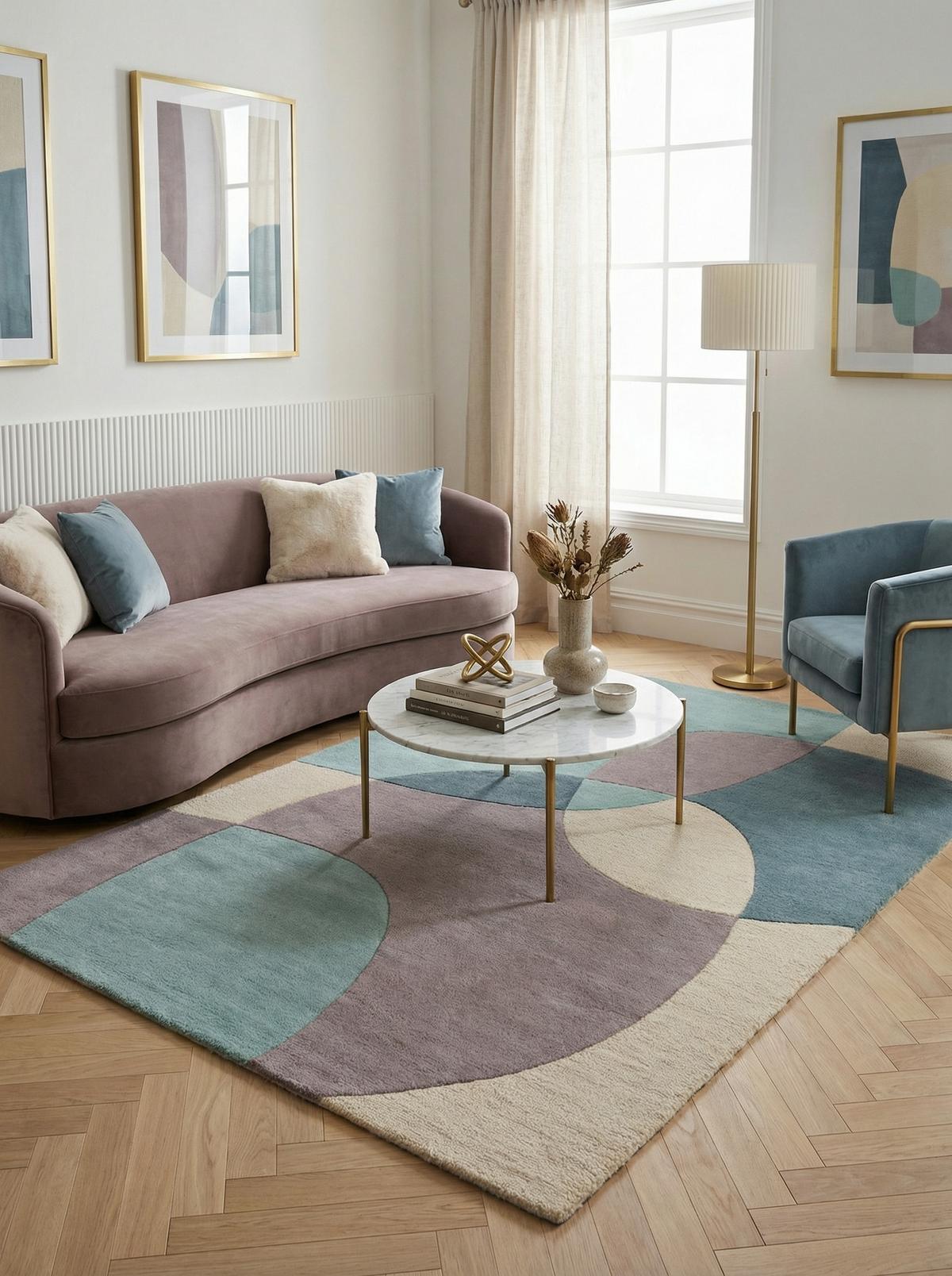 WOLLTEPPICH AIRE, abstrakt, aus Wolle, Blau, 120 x 170 cm - Blau, Textil (170/120cm) - KADIMA DESIGN
