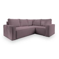 ECKSOFA ESTANO R-S Lila Kordstoff mit Schlaffunktion - Lila, Holz (230/158cm) - MASSENO