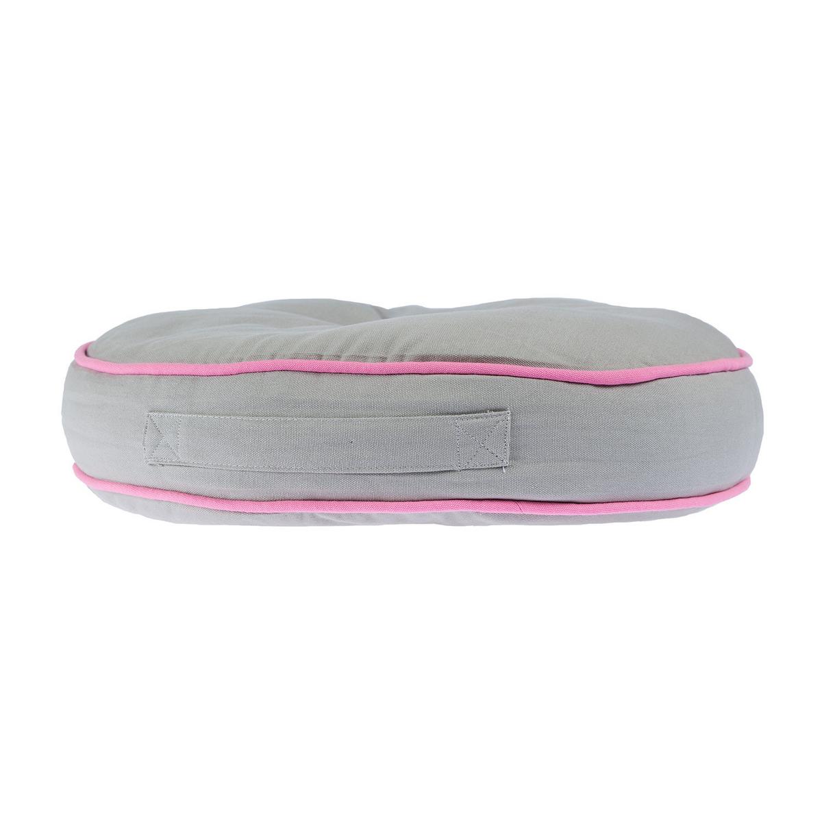 BODENKISSEN rund, grau-rosa, Ø 43/7 cm - Rosa/Grau, Textil (43/43/7cm) - Homescapes