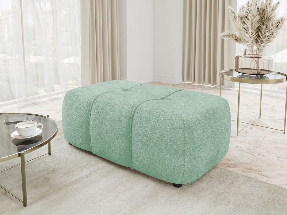 POLSTERHOCKER Furyn Boucle - Schwarz/Mintgrün, Holzwerkstoff/Kunststoff (93/38/62cm) - MIRJAN24