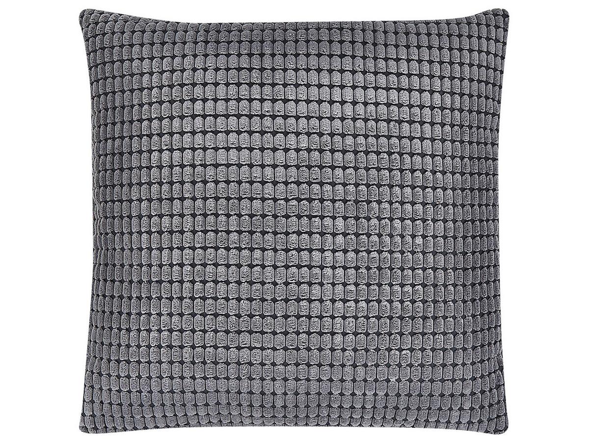 DEKOKISSEN 2er-Set Dunkelgrau 45/45 cm Aspidistra - Dunkelgrau, Textil (45/45cm) - Beliani
