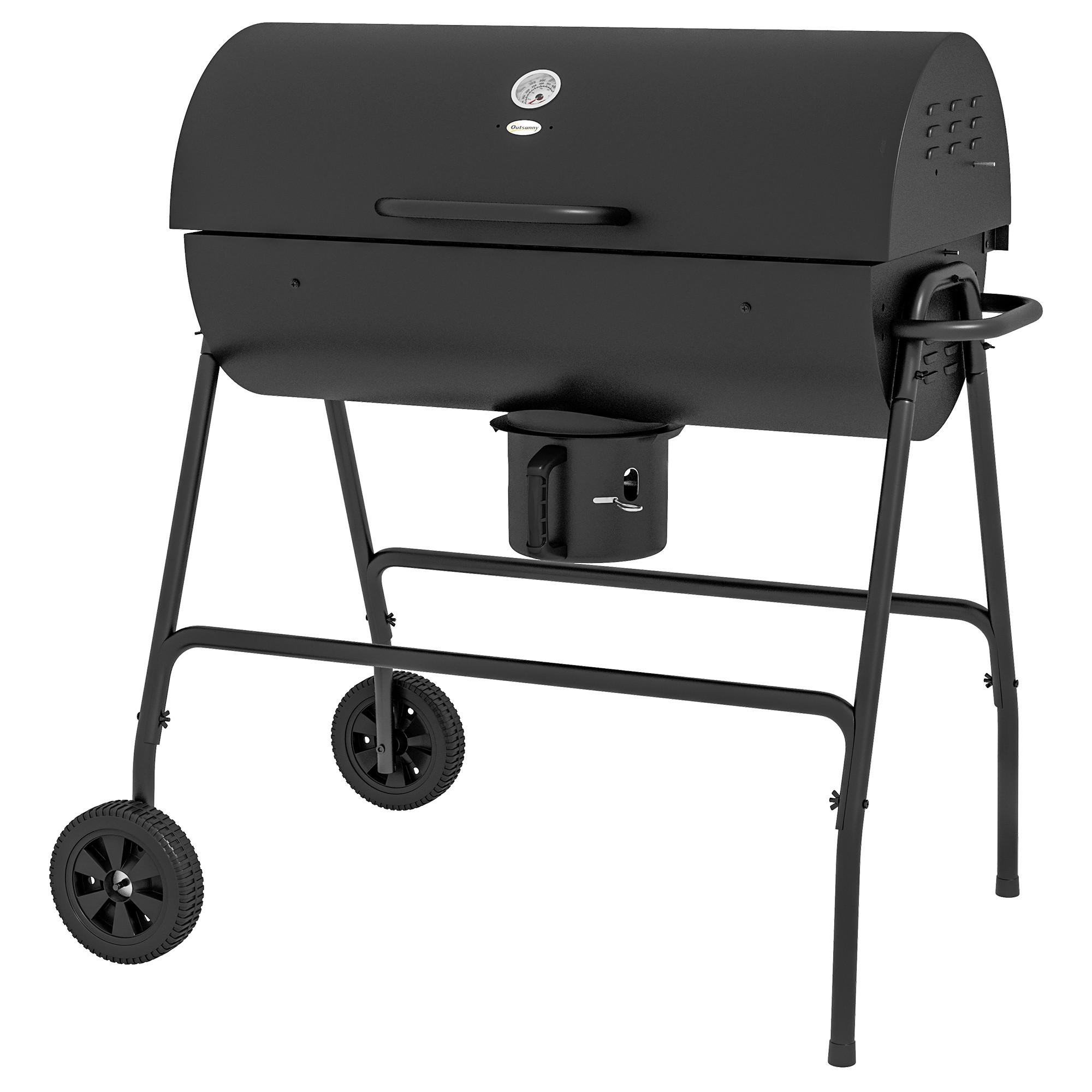 HOLZKOHLEGRILL aus Metall - Schwarz, Metall (71.5/102/95cm) - Outsunny