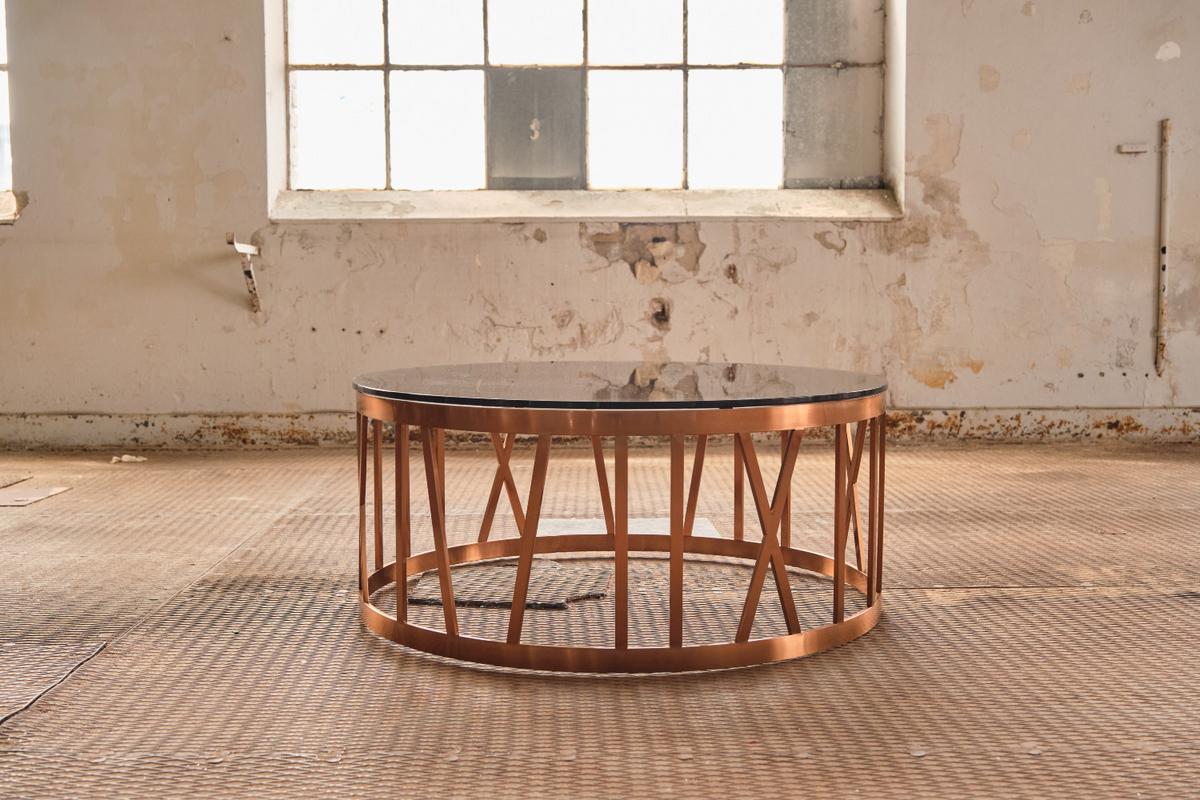 COUCHTISCH MELLA Rosé Glas - Roségold/Rosa, Glas/Metall (100/100/43cm) - KAWOLA