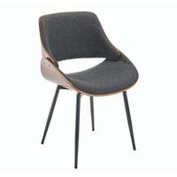 STUHL mit Nussbaum-Finish und grauem Stoffbezug - Mannix - Grau, Metall (61/78/61cm) - Signature