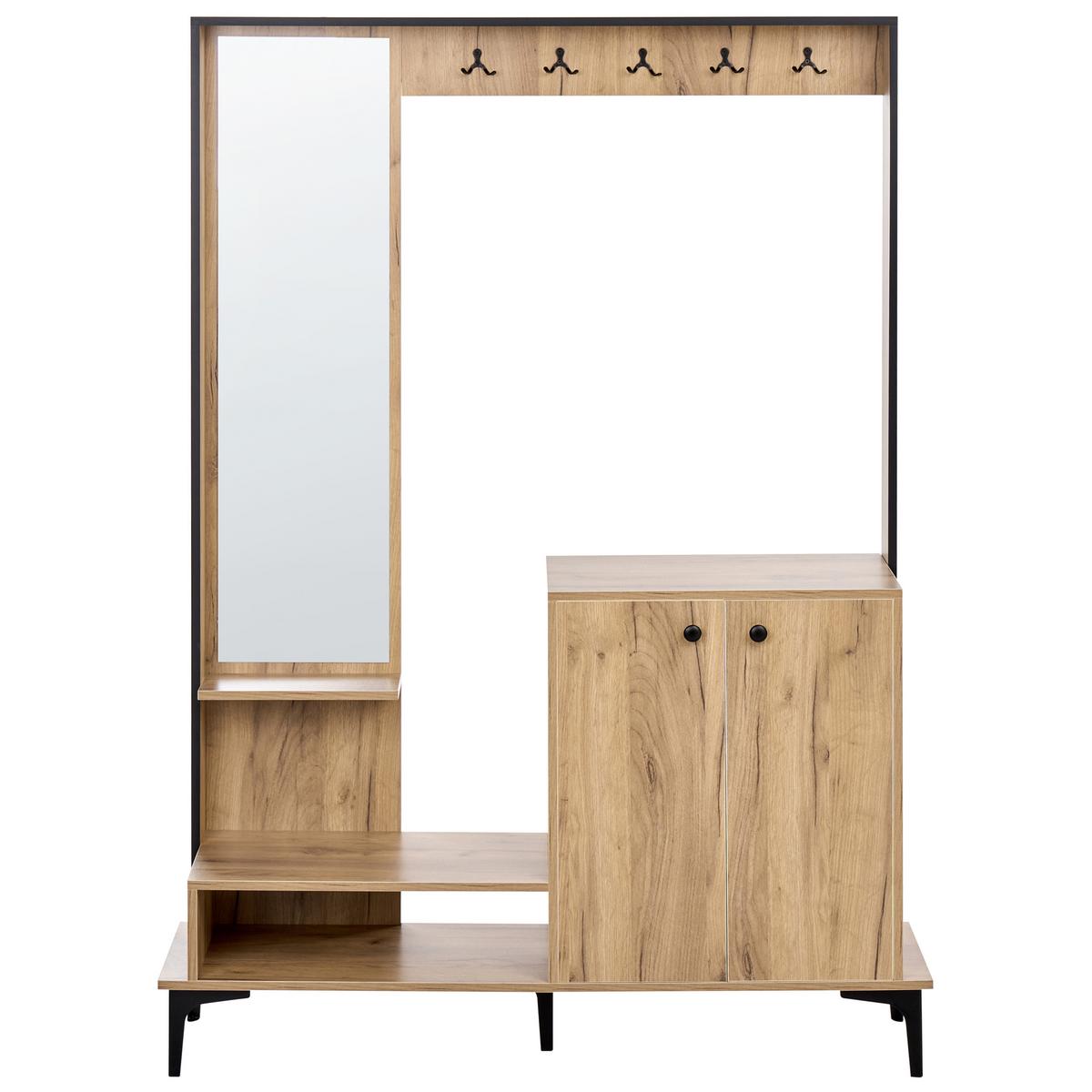 FLUR-SET Hellbraun Broome - Hellbraun/Schwarz, Holzwerkstoff (114/170/35cm) - Beliani