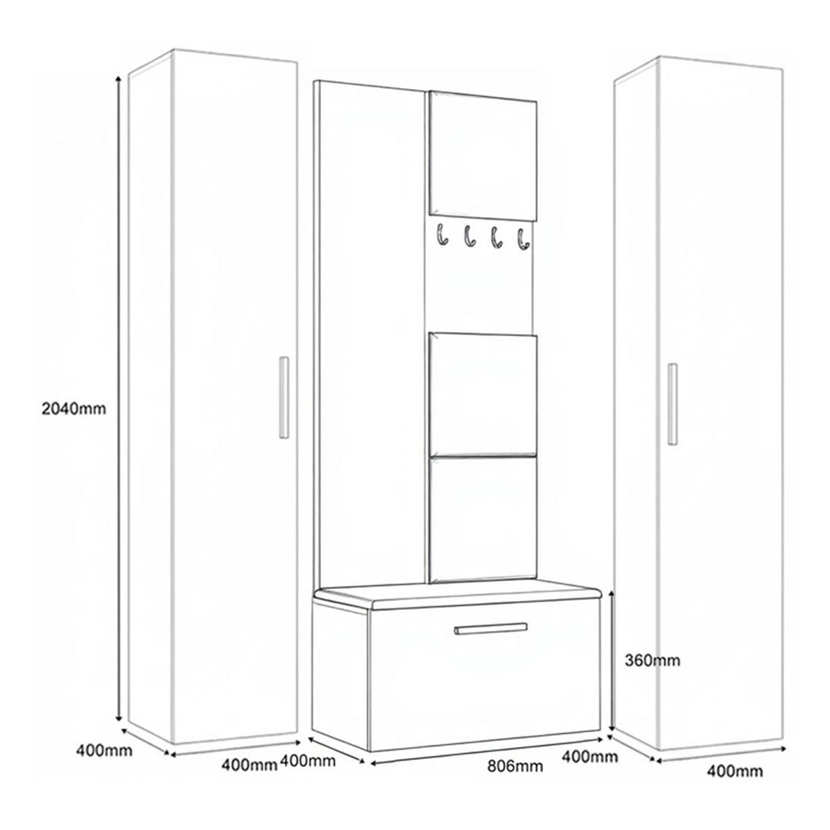 GARDEROBENSCHRANK MODULO 160,6/204/40 cm Modern Garderobe-Set Eiche Artisan - Eiche Artisan/Grau, Holzwerkstoff (160.6/204/40cm) - MASSENO