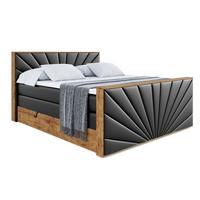 BOXSPRINGBETT mit Matratze H3|H4 und Lattenrost - LOLLI6-Z KING-200x200 - Schwarz Kunstleder - Schwarz, Holzwerkstoff (200/200cm) - ALTDECOR