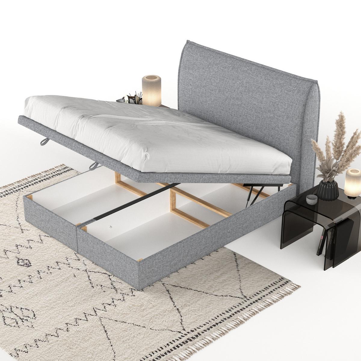 POLSTERBETT Tuvalu mit Stauraum 200/200 cm Grau im Alta Stoff - Schwarz/Grau, Holz/Holzwerkstoff (200/200cm) - AltaBeds