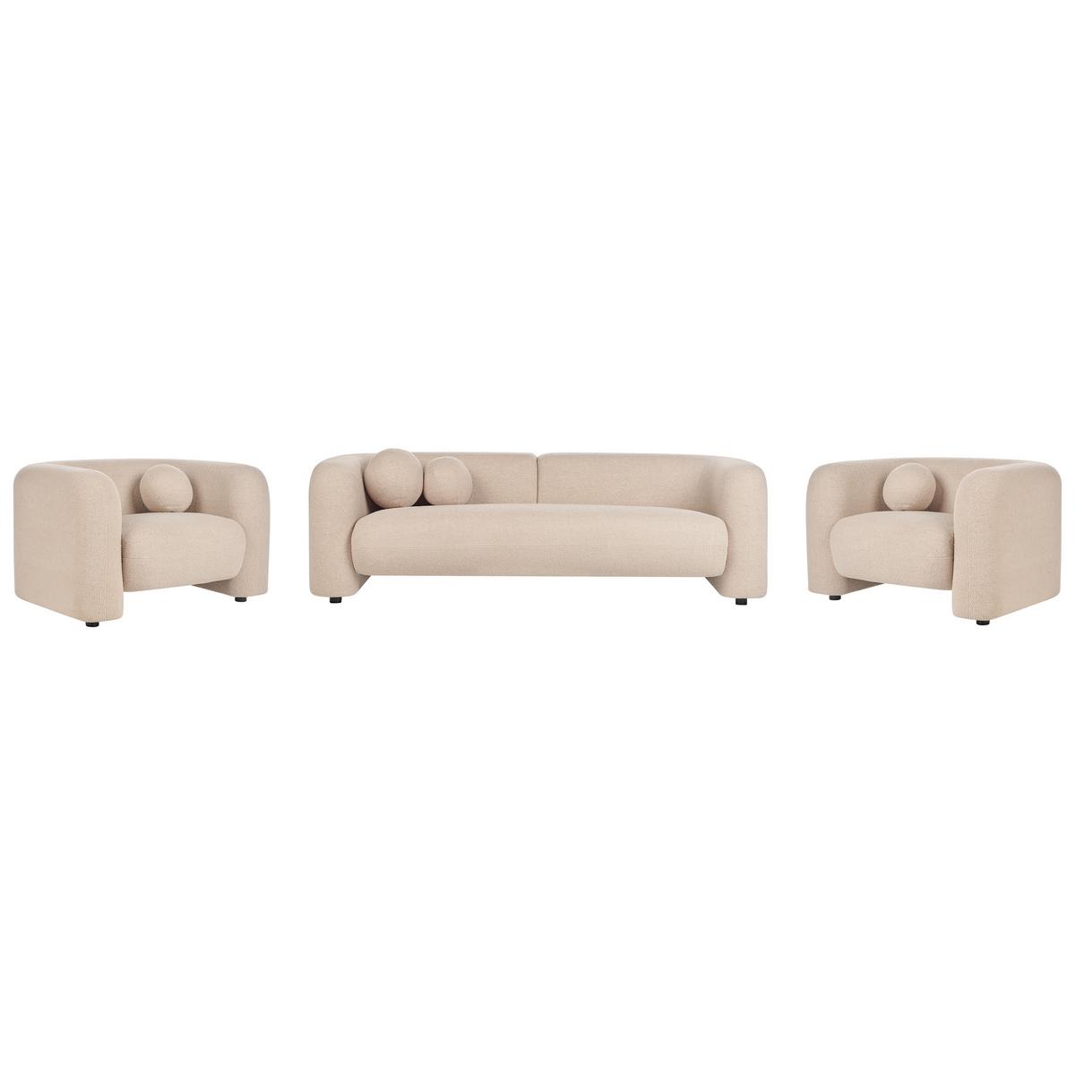 5-SITZER-SOFA SET Bouclé beige Leiren - Beige, Textil (83/83/224cm) - Beliani
