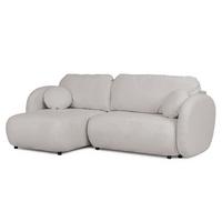 ECKSOFA Candy mit Schlaffunktion Hellgrau Bouclé-Stoff - Ottomane links - Hellgrau/Schwarz, Holz/Kunststoff (230/146cm) - S-Style Möbel