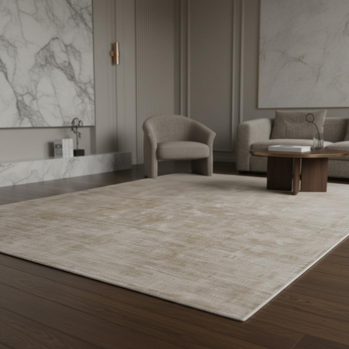 VISKOSETEPPICH handgewebt BARI, einfarbig, Beige-Grau, 160 x 230 cm - Beige, Textil (160/230cm) - KADIMA DESIGN
