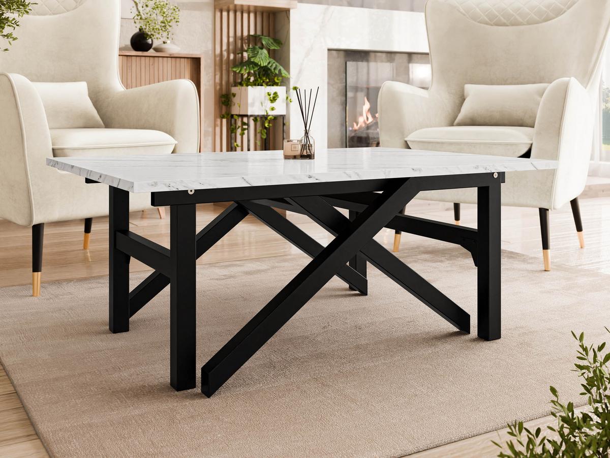 2-IN-1 COUCHTISCH UND ESSTISCH Xena Bis - Schwarz/Weiß, Holzwerkstoff/Metall (70/100/45cm) - MIRJAN24