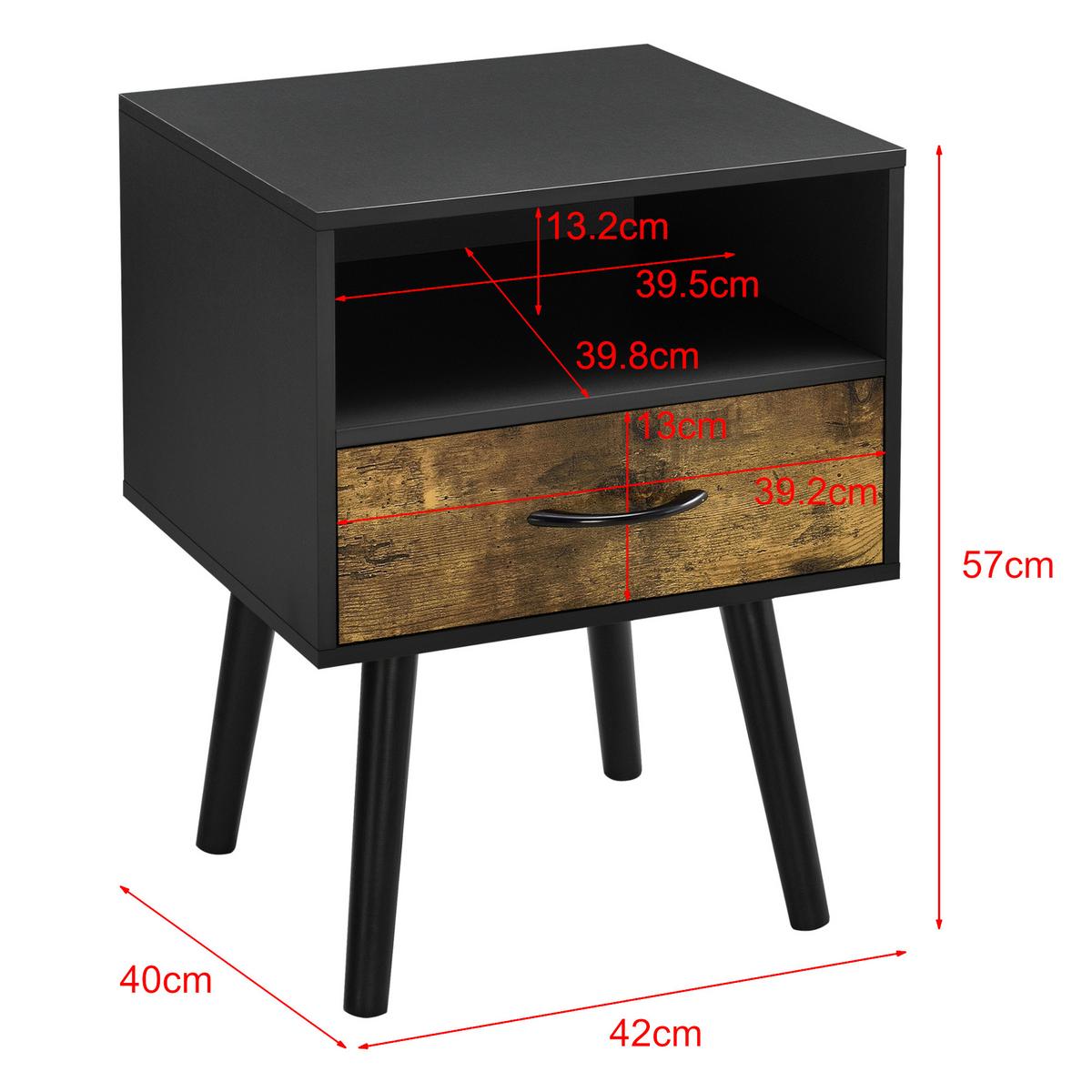 BEISTELLTISCH Gävle - Dunkelbraun/Schwarz, Holz/Holzwerkstoff (40/42/57cm) - [en.casa]