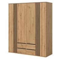 KLEIDERSCHRANK Eiche Artisan, grau 160 x 192 cm 4-türig, Drehtürenschrank mit Schubladen - Anthrazit/Eiche Artisan, Holzwerkstoff (160/192/56cm) - Inn.Furn