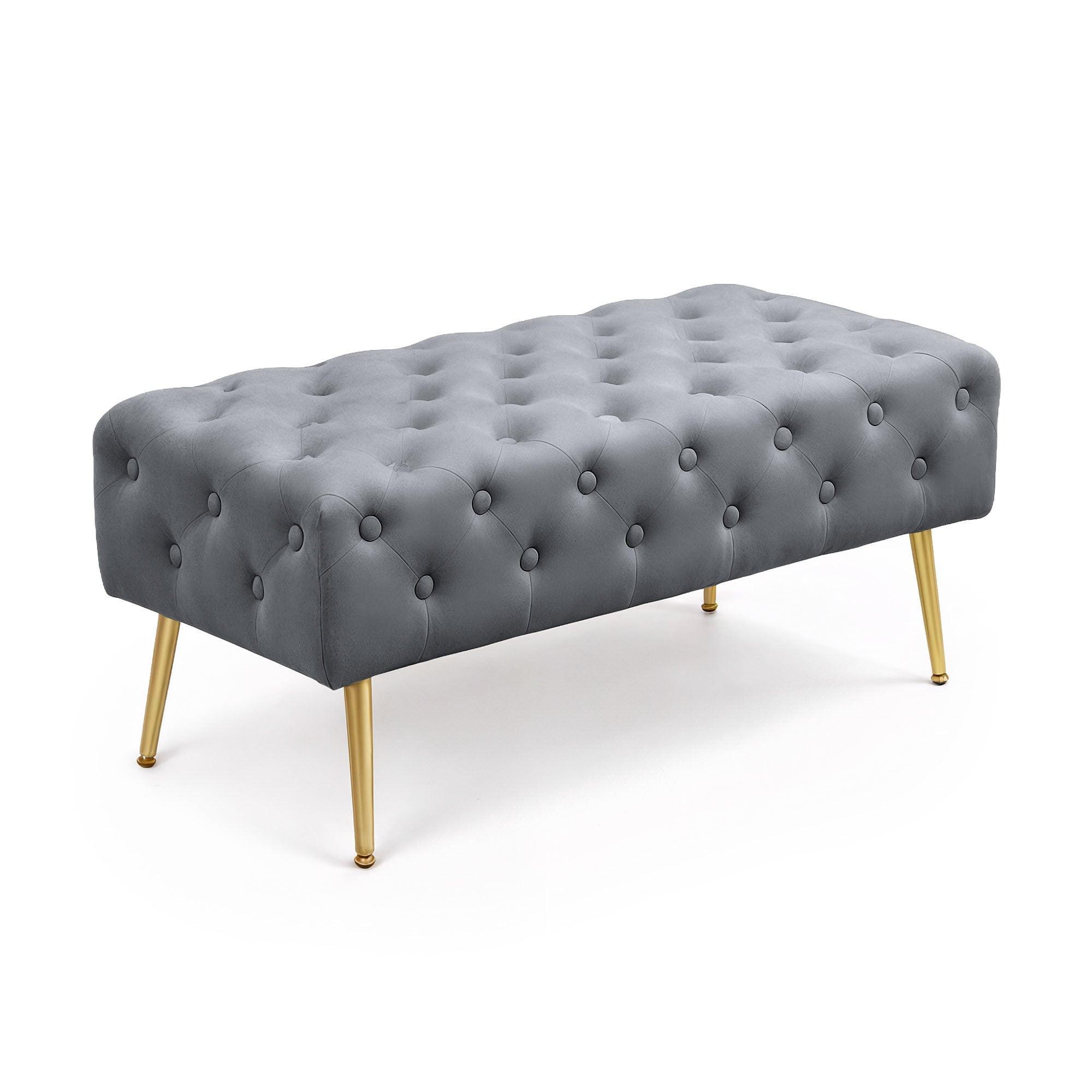 POLSTERBANK mit Samt - Optik Graphit 42/41/42 - Grau, Textil (100/41/42cm) - RAUMHIRSCH FURNITURE
